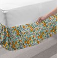 thumbnail image 2 of Floral Bed Skirt, Colorful Flowers and Birds Humming Cheerful Vibes of Summer, Elastic Bedskirt Dust Ruffle Wrap Around for Bedding Decor, 4 Sizes, Seafoam Marigold, by Ambesonne, 2 of 2