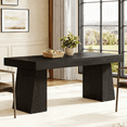 thumbnail image 1 of Fnova 55" Modern Dining Table, Mid-Century Wood Rectangular Writing Desk, Computer desk with Double Trapezoid Base, Seats 4-6 - Perfect for Home Office, Dining Room, Kitchen & Living Room, 1 of 15