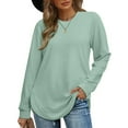 thumbnail image 4 of DondPO Womens Tunic Tops，Womens Sweatshirt Crewneck Long Sleeve Shirts High Low Tops Curved Hem Women Sweatshirts No Hood，Womens Fall Tops，Tops for Women Trendy Green M Clearance！, 4 of 4