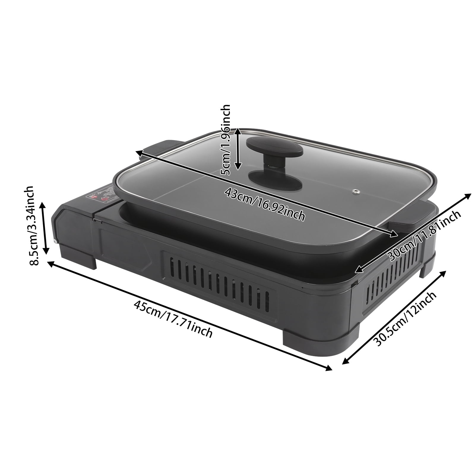 Rectangular Tabletop Modern Black Stove with Grill Pan and Lid Portable Gas Stove for Camping Trips
