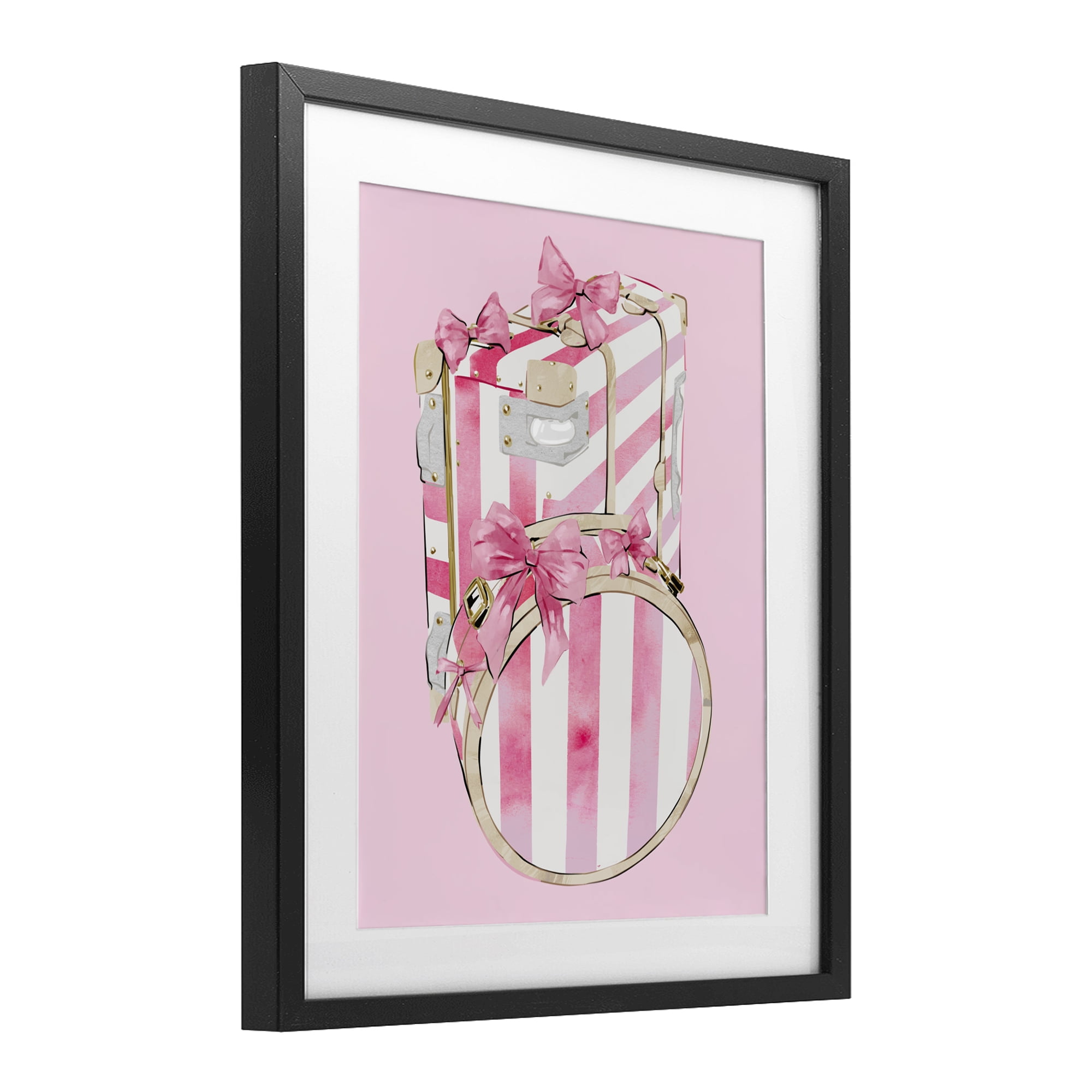 Pastel Stripe Luggage Black Framed Print Under Glass, design by Ziwei Li