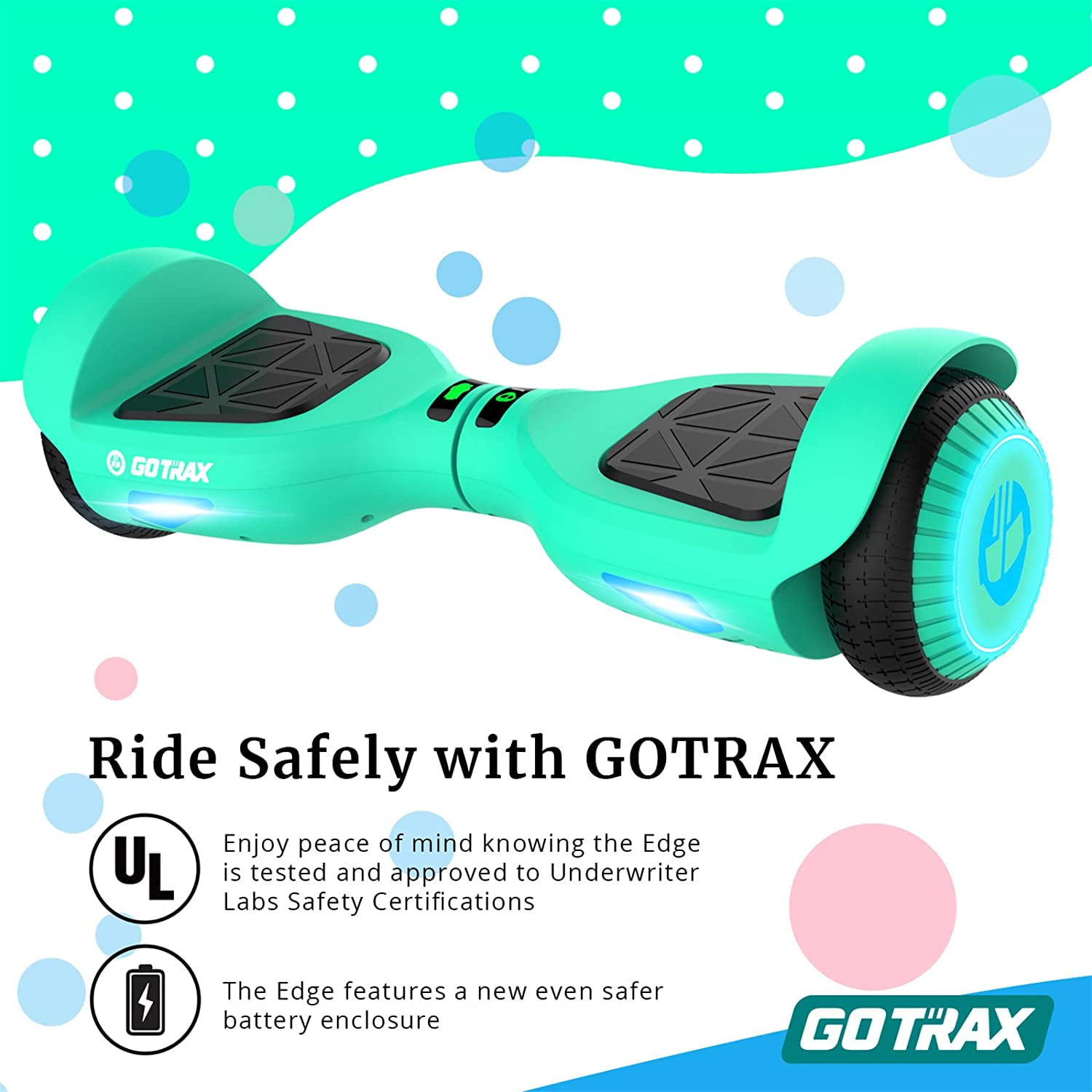 GOTRAX Edge Hoverboard Electric Self Balancing 6.5 Wheels for Kids Adults Teal Walmart