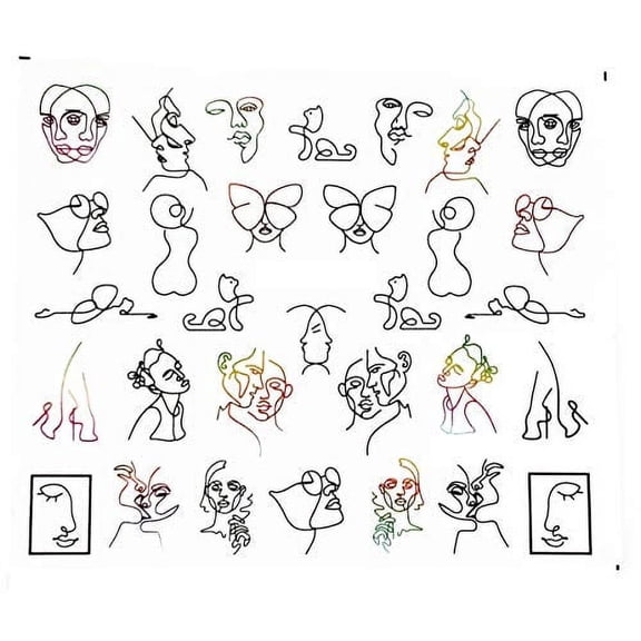 Full sheet nail decal/stickers Modern black and white artsy coupel