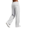 thumbnail image 6 of Trousers Pants For Women Fashion Women Casual High Waist Loose Pocket Straight Solid Long Pants White XXL, 6 of 9