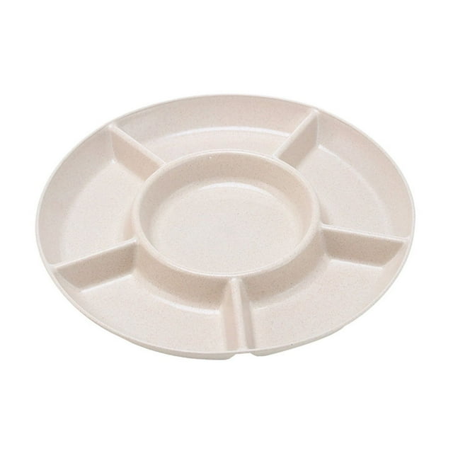 Plateau de Table Basse avec Compartiments Divisés pour Rangement de Fruits et Collations 29 cm x 29 cm x 3 cm Plastique Blanc et Vert