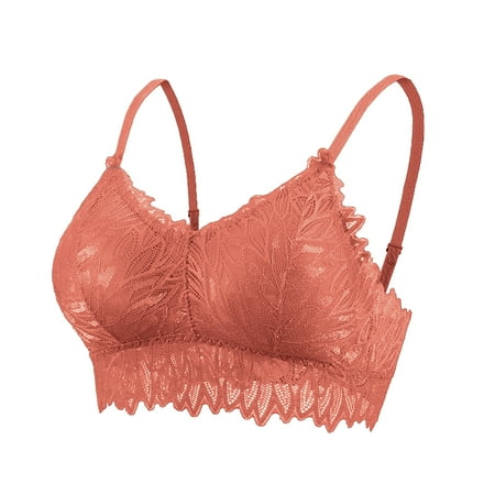 

BIZIZA Womens BraLace Comfort Seamless Full Coverage Everyday Padded Bralette Red F