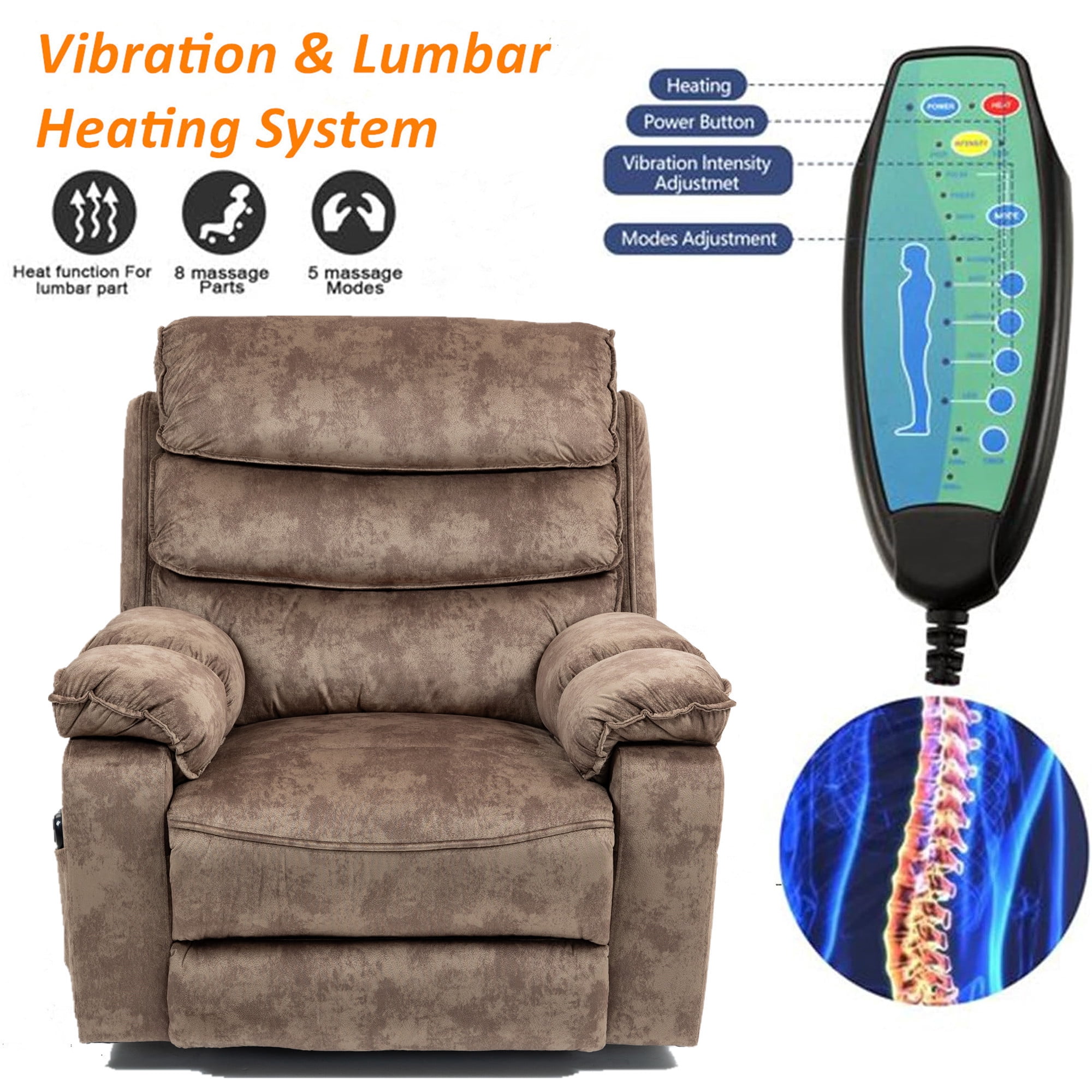 LITVZ Oversized Extra Wide Power Lift Recliner Chair Extended Footrest for Big Tall Man 400lb, Heavy Duty Recliners with Heat Massage, Arm Storage & Cup Holders, Lay Flat 160° for Elderly Sleeping