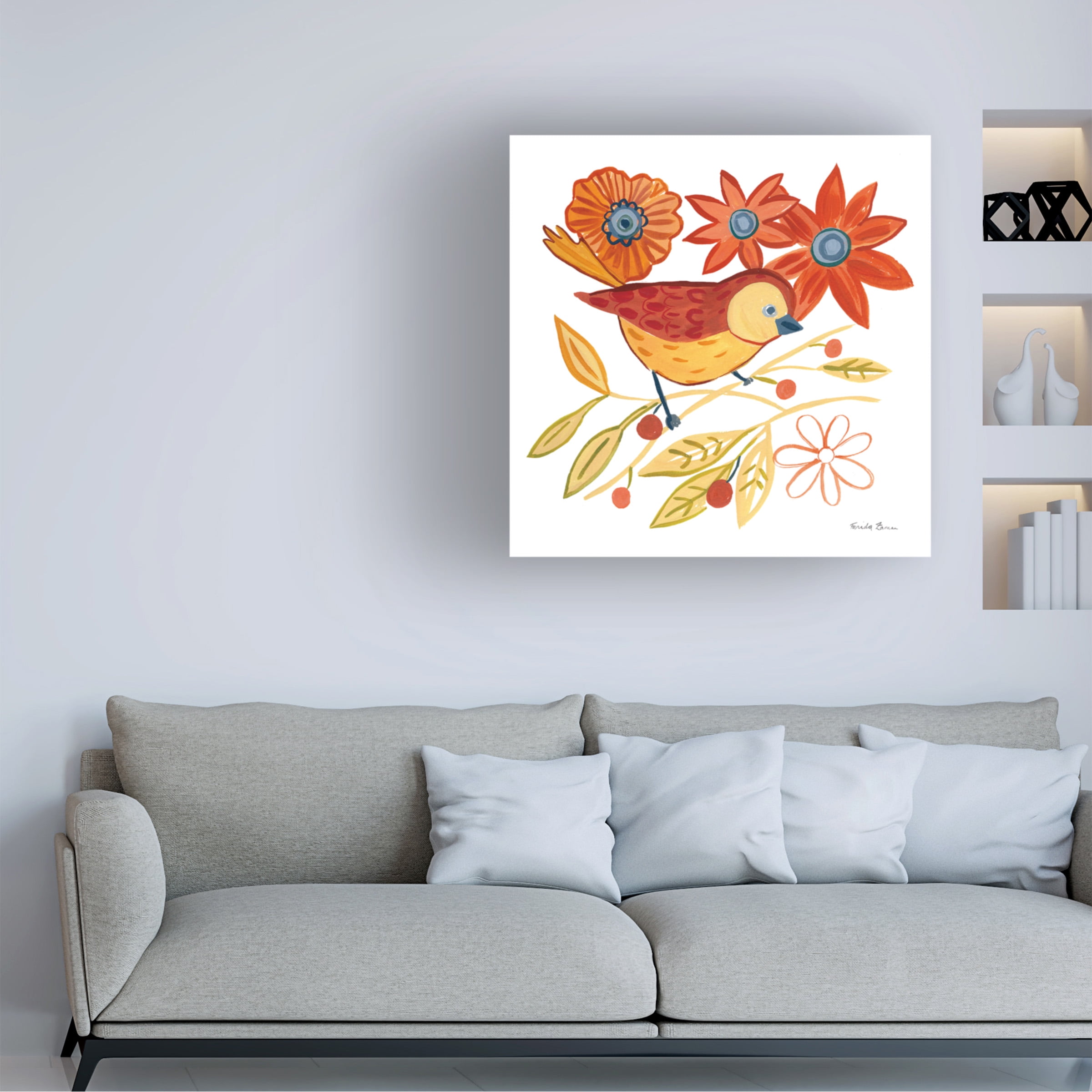 Farida Zaman 'Orange Bird III' Canvas Art