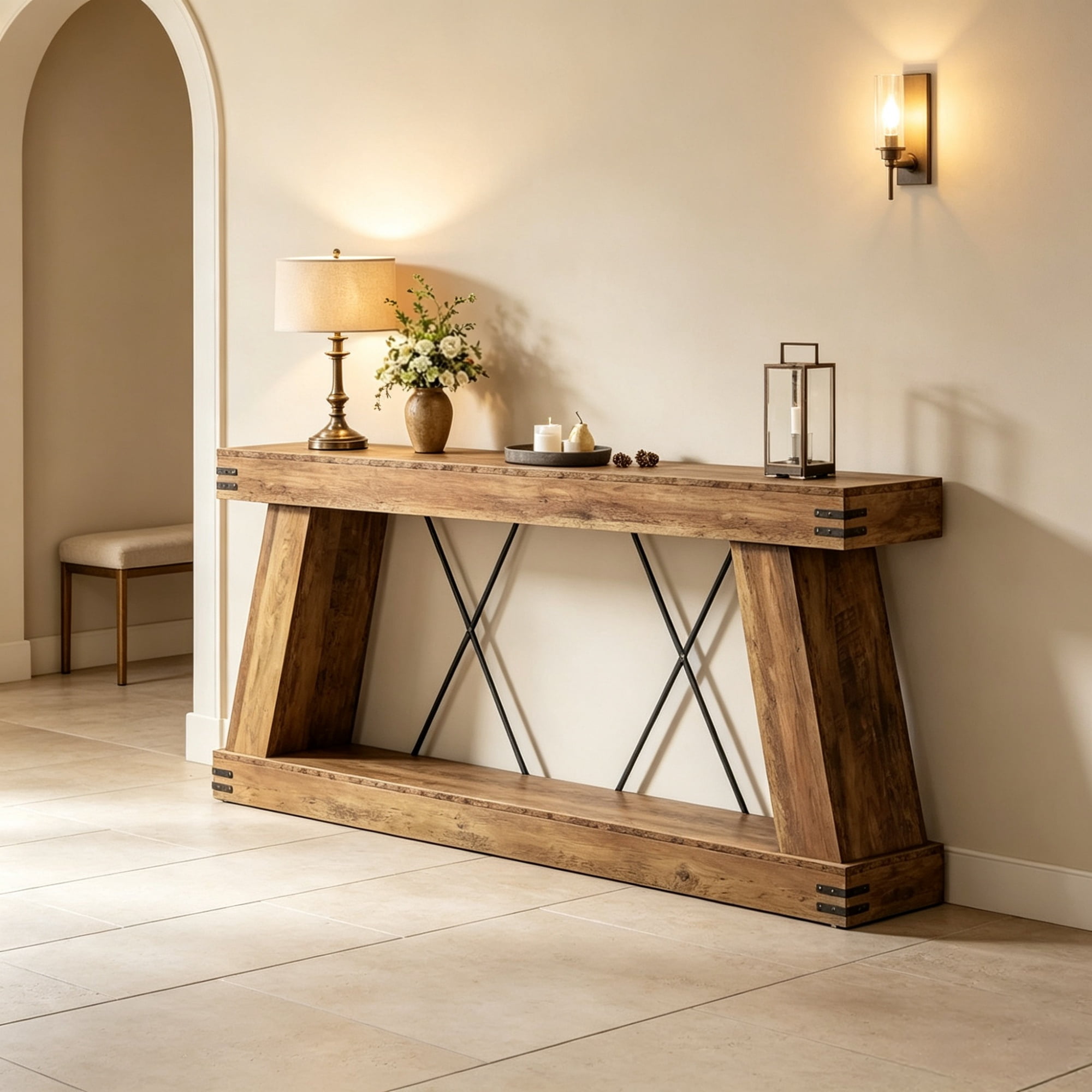 Farmhouse Console Table 70.9 in – Sturdy Base Entryway & Sofa Table