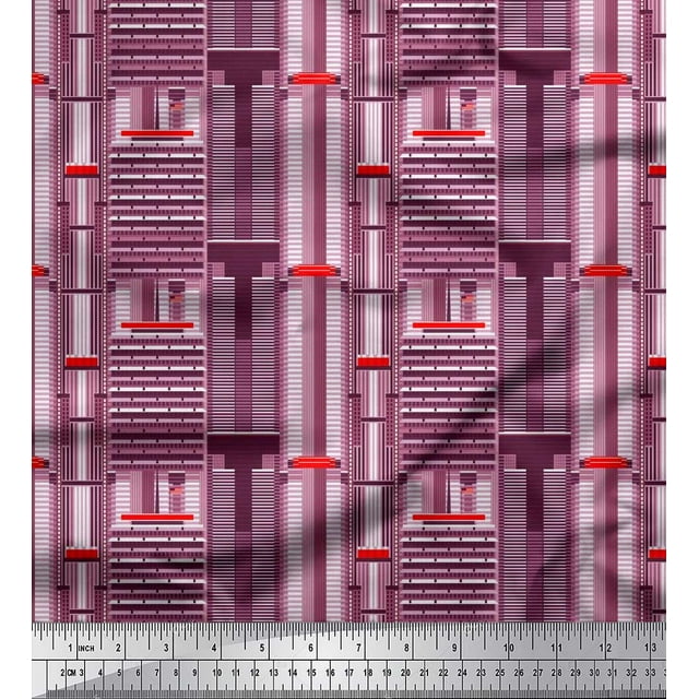 Soimoi Georgette Viscose Fabric Buildings Architectural Decor Fabric Printed Yard 42 Inch Wide