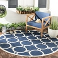 thumbnail image 2 of Safavieh Courtyard Ariel Geometric Indoor/Outdoor Area Rug, Navy/Beige, 6'7" x 6'7" Round, 2 of 8