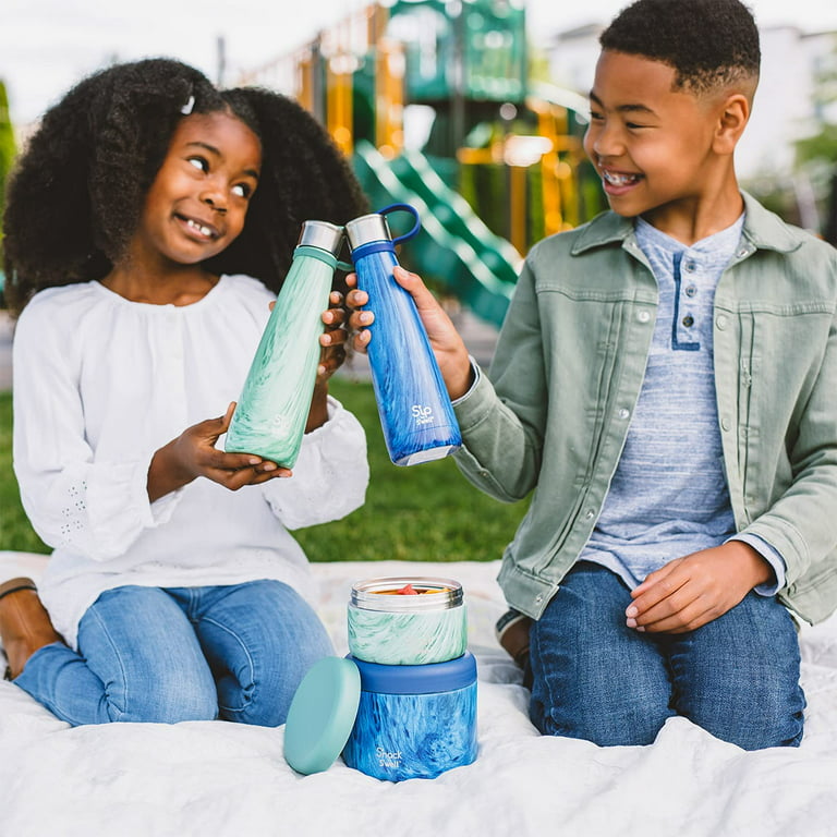 BUZIO Kids Water Bottles (2 Pack), 14oz Insulated Stainless Steel Tumbler  for Kids, BPA-FREE Double Wall Vacuum Travel Tumbler, Leak-proof Kids Water