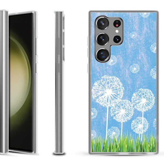 Shockproof Gel Phone Case for Samsung Galaxy S23 Ultra 5G, by OneToughShield ® - Dandelion Sky