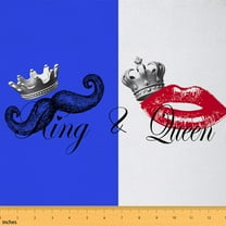 Castle Fairy King and Queen Fabric by the Yard 1 Yard, His and Her Side Room Decor Fabric by the Yard, Romantic Valentine's Day Fabric for Sewing, Luxury Bedroom Decor