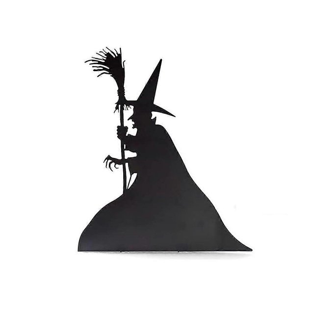 Halloween Witch Silhouette, Wrought Iron Witches Black Cauldron Black Yard Signs Scary Family Home