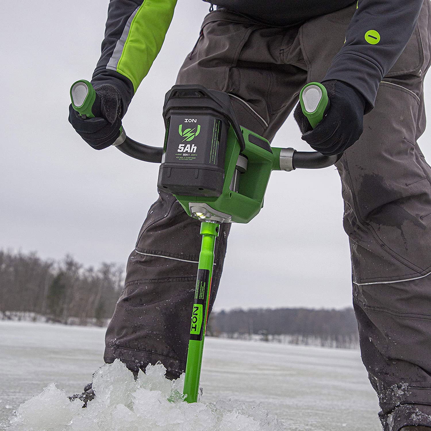ION R1 39250 In Lithium Ion Electric Ice Fishing Auger with Reverse  Battery