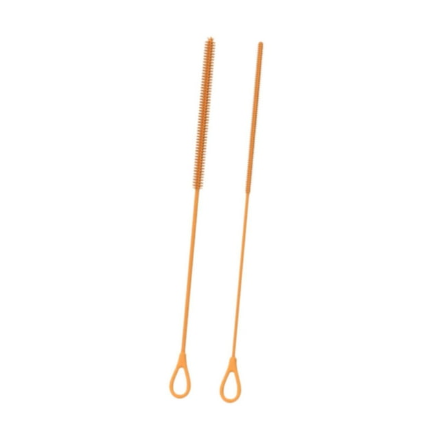 2 piezas cepillos de limpiador de paja de silicona larga liviana recipiente de cuello estrecho cepillos de botella de silicona reutilizables para taza Naranja