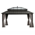 thumbnail image 3 of Sunjoy 16x12 ft. Outdoor Gazebo Steel PC Roof Hardtop Gazebo with Curtain and Netting,Kingston Series, 3 of 18