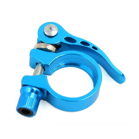 - 31.8mm Aluminum Alloy Quick Release Style Bike Saddle Seatpost Bolt Binder Clamp Blue