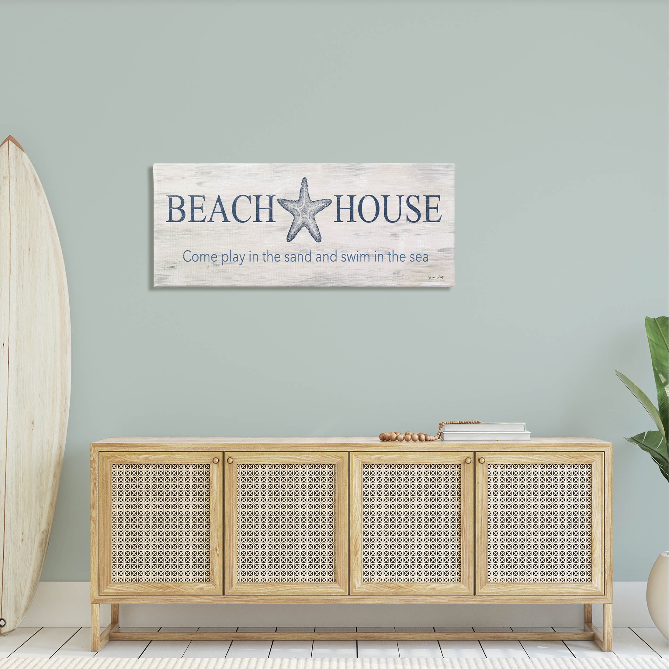 Beach House Come Play Nautical Phrase Coastal Graphic Art Gallery Wrapped Canvas Print Wall Art