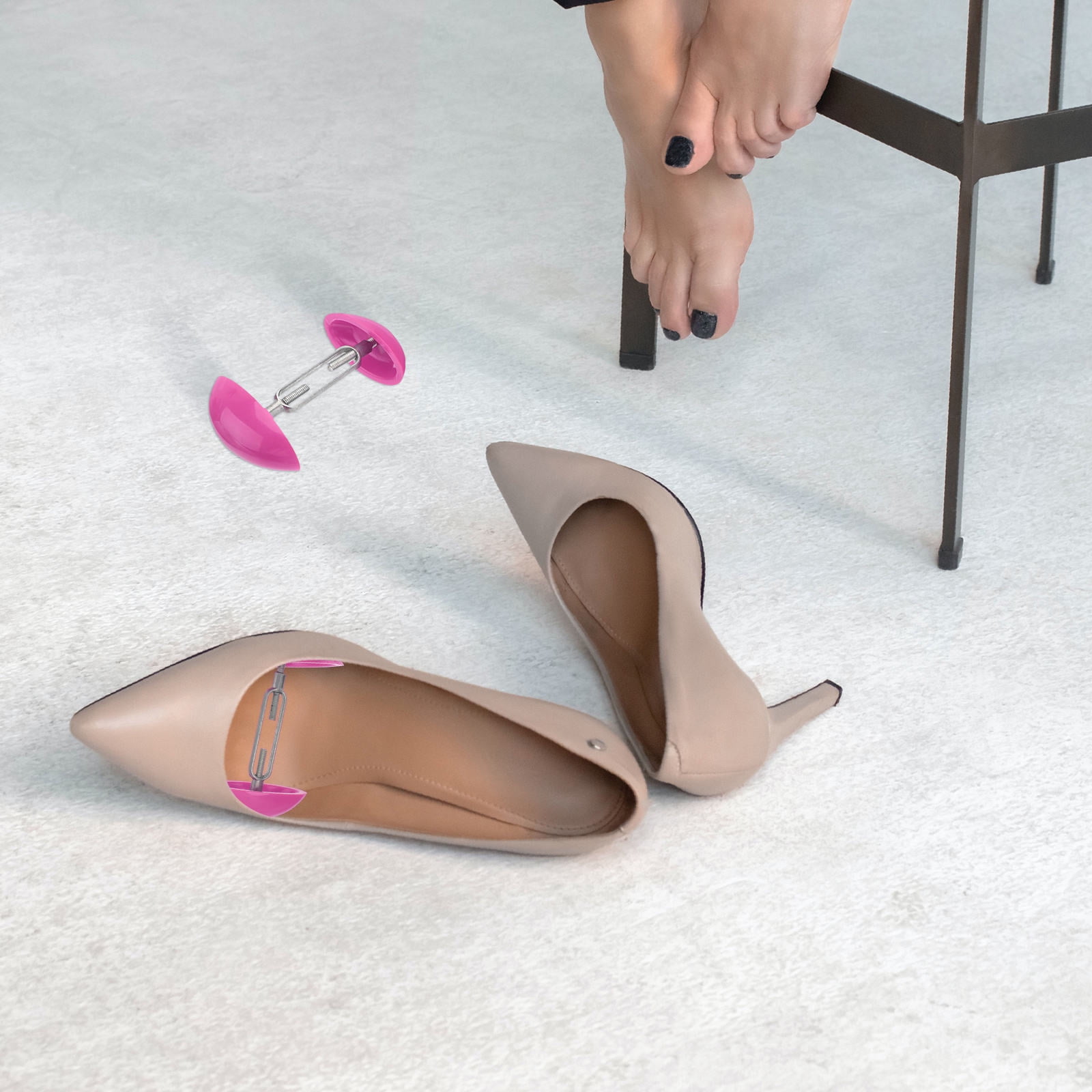 USHOBE Adjustable Pink Shoe Stretcher with ABS and Aluminum for Home Use 1Pair