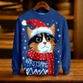 thumbnail image 4 of Wdgfv Unisex Kids Girls Boys Christmas Sweater Animals 3D Graphic Funny Long Sleeve Crewneck Holiday Pullover Sweatshirt Navy 7-8 Years, 4 of 5