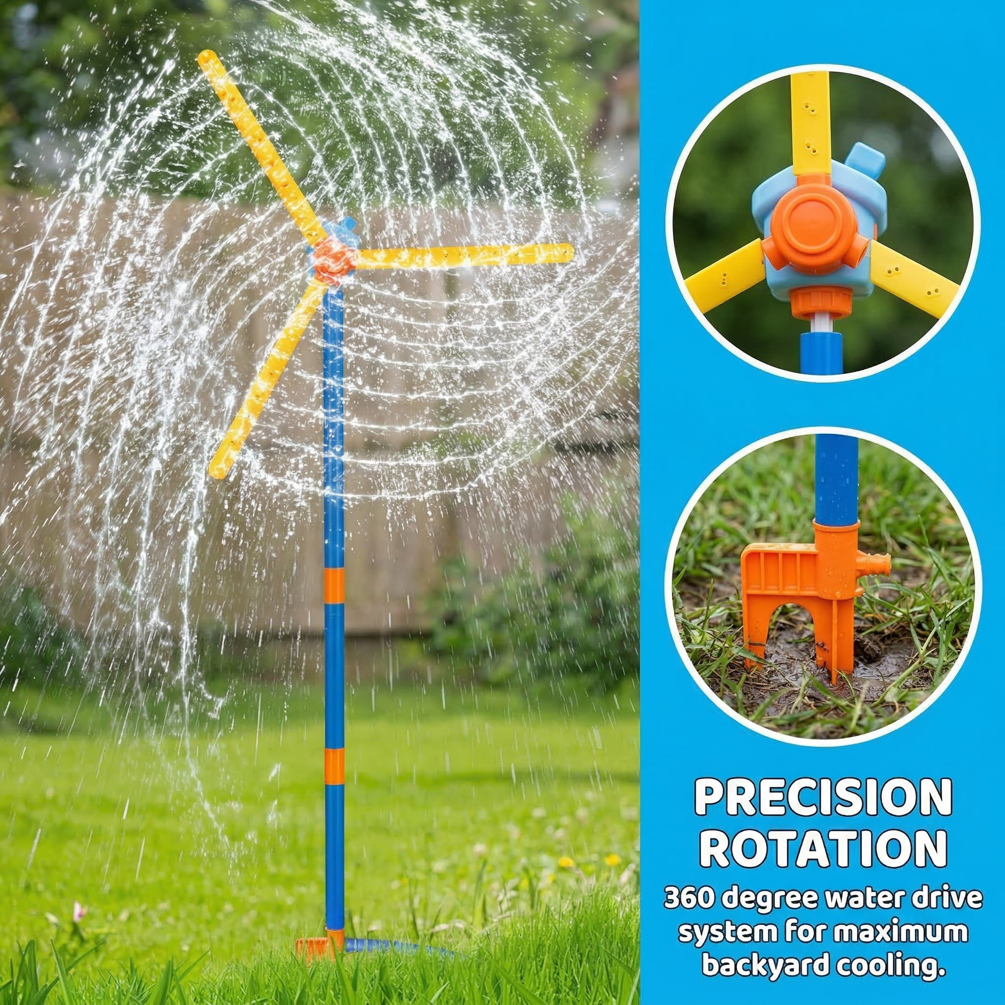 PMHZI 63-inch Kids Sprinkler Toy - 360° Rotating Spray with 36 Nozzles, Quick-Connect Lawn Sprinkler for Backyard Toddler Outdoor Play