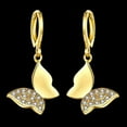 thumbnail image 2 of Rose Gold Plated Earrings Drop Dangle Aaa Zircon Leverback Butterfly .6" L231, 2 of 7