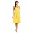 thumbnail image 3 of New Women V-Neck Sleeveless Solid Fit and Flare Casual Dress HFON, 3 of 7