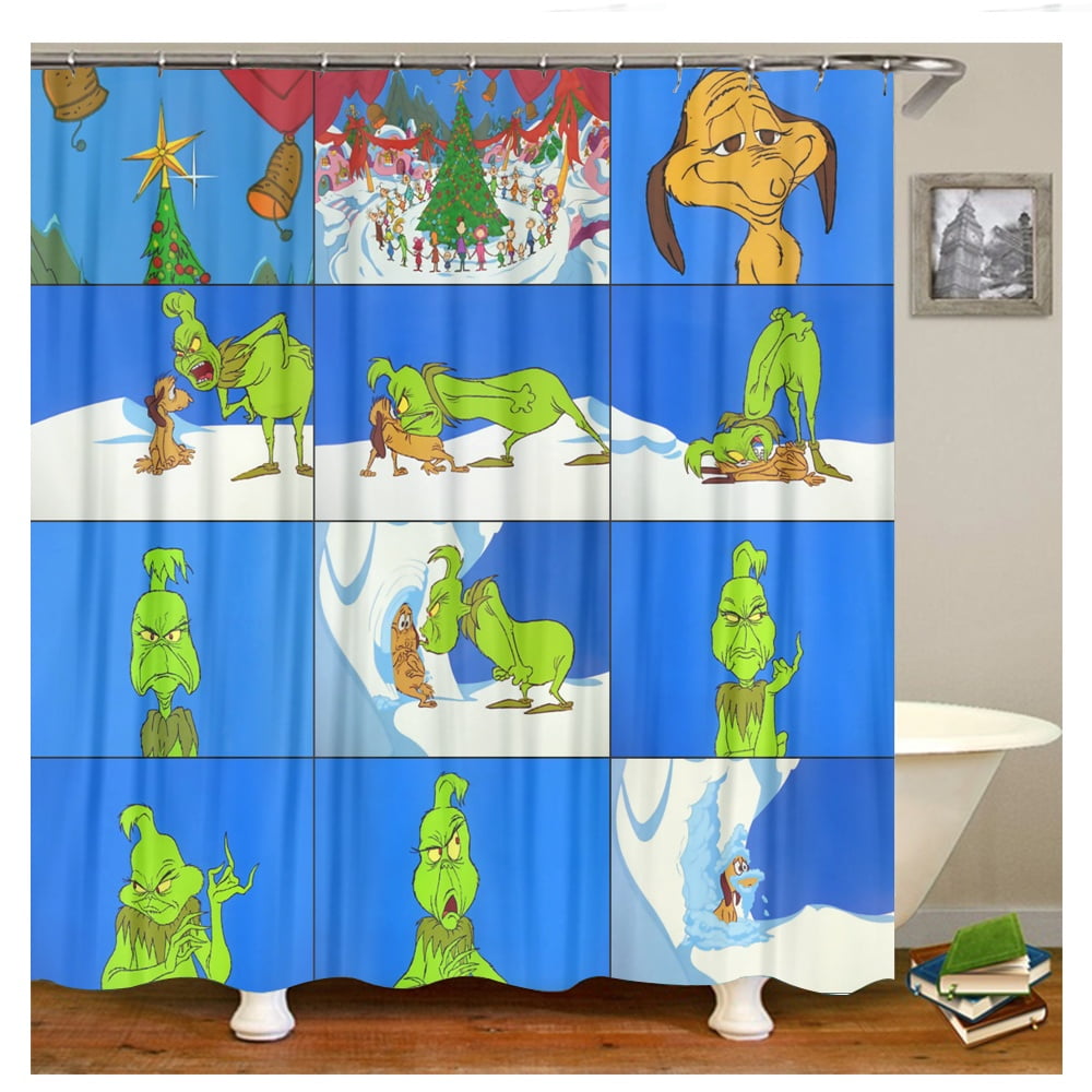Shower Curtain Grinch Bathroom Decor Grinch Aesthetic Modern Fabric