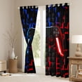 thumbnail image 3 of Gaming Curtains & Drapes 38"Wx45"L Geometric Gamer Window Curtains Neon Red Indigo Blue Gamepad 30%-50% Blackout Curtains 3D Ombre Checkered Curtains 2 Panels For Game Room, 3 of 6