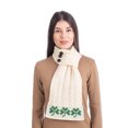 thumbnail image 2 of SAOL Irish Aran Shamrock Knitted Scarf 100% Soft Merino Wool Women`s Warm Button Closure Loop Scarf from Ireland, 2 of 3