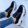 thumbnail image 3 of 2023 Suela Gruesa Color A Juego De Encaje Hasta Tenis Zapatos De Lona De Las Mujeres De La Parte Superior Baja Casual Individuales Zapatillas De Deporte, 3 of 3