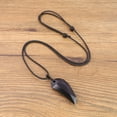 thumbnail image 4 of COAI Adjustable Cord Faceted Black Obsidian Stone Wolf Tooth Amulet Pendant Necklace, 4 of 4