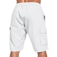 thumbnail image 4 of Dwralegc Board Shorts Men's Knee Length Elastic Waist Short Athletic Casual Cargo Shorts Fashion Big and Tall Loose Fit Pants with Pockets White S, 4 of 4