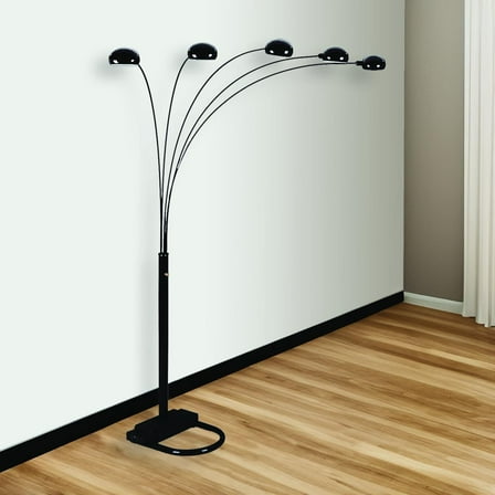 1pc Modern Design Classic Peacock Shade 82" Floor Lamp Black Living Room