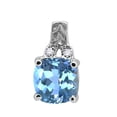 thumbnail image 2 of Mauli Jewels Engagement Necklace for Women 2.50 Carat Cushion Shaped Blue Topaz and Round Shaped Diamond Pendant 4-prong 10K White Gold|Silver Chain, 2 of 4