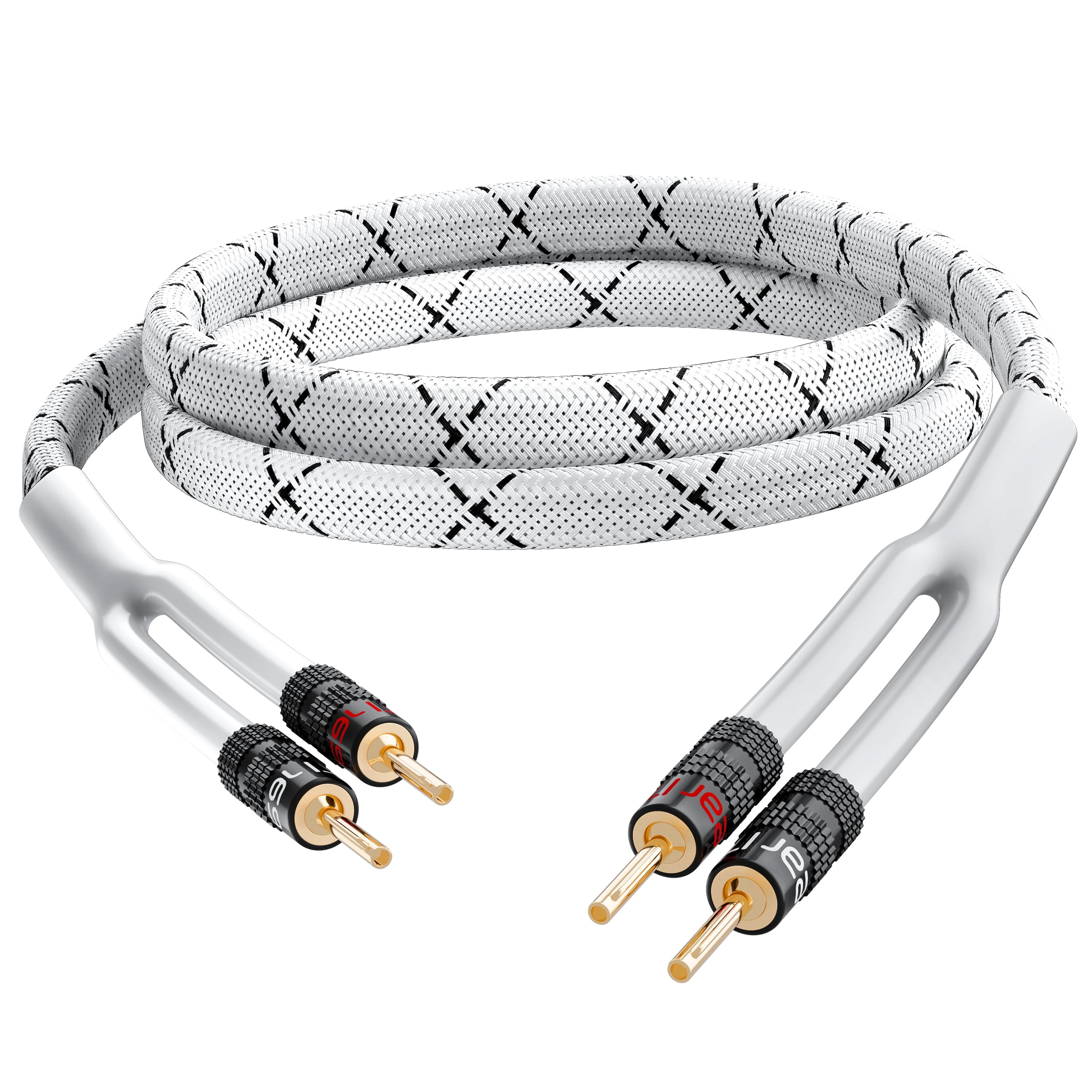 10 Ft 99.9% OFC Copper 14Ga Gauge Banana Wire for Bi-Wire Bi-Amp HiFi Surround Sound Brown GearIT 14 AWG Speaker Cable Wire with Banana Plugs Gold Plated Tips 2 Pack, 9.9 Feet - 3 Meter 