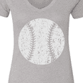 thumbnail image 4 of Inktastic Distressed Baseball in White Women's V-Neck T-Shirt, 4 of 5