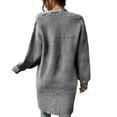 thumbnail image 4 of OGLCCG Women's Fall Open Front Cardigan Long Sleeve Chunky Knit Striped Cardigan Sweaters Loose Fit Winter Warm Thick Sweaters Coat with Pockets,S,Gray, 4 of 8
