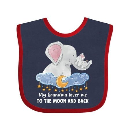 

Inktastic My Grandma Loves Me to the Moon and Back Elephant Family Gift Baby Boy or Baby Girl Bib