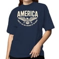 thumbnail image 2 of Smartprints America Land of the Free 1776 Eagle Women's T-shirt, Navy, L, 2 of 3