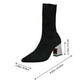 thumbnail image 3 of 1 par de botas de calcetín con punta puntiaguda Zapatos de tacón alto grueso para mujer para otoño invierno, 3 of 5