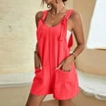 thumbnail image 2 of Women Plus Size Summer Casual Rompers Sleeveless Suspender Short Jumpsuits Bib Overalls Romper with Pockets, 2 of 8
