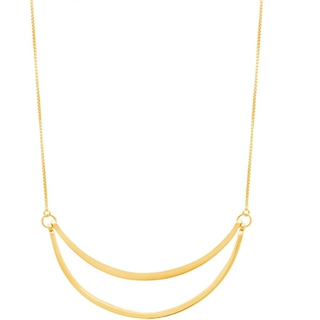 Lesa Michele Sterling Silver Textured and Polished Double Curved Bar Necklace