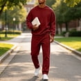 thumbnail image 5 of Men's 2 Piece Loose Fit Crewneck Tracksuit Set, Long Sleeve Pullover Sweatshirt & Drawstring Sweatpants with Side Pockets, Workout Running Activewear Outfit, 5 of 6