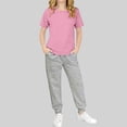thumbnail image 3 of Scyoekwg Girls 2 Piece Casual Sets Casual Crew Neck Short Sleeve Shirts Solid Color Comfy Jogging Sweatpants with Pockets Outfits, Pink, 4-5 Years, 3 of 6