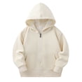 thumbnail image 3 of GYRATEDREAM Unisex Kids Soft Brushed Fleece Basic Hooded Sweatshirt Full Zip-Up Hoodie Sweater Jacket for Boys or Girls 4-5Y Beige, 3 of 5