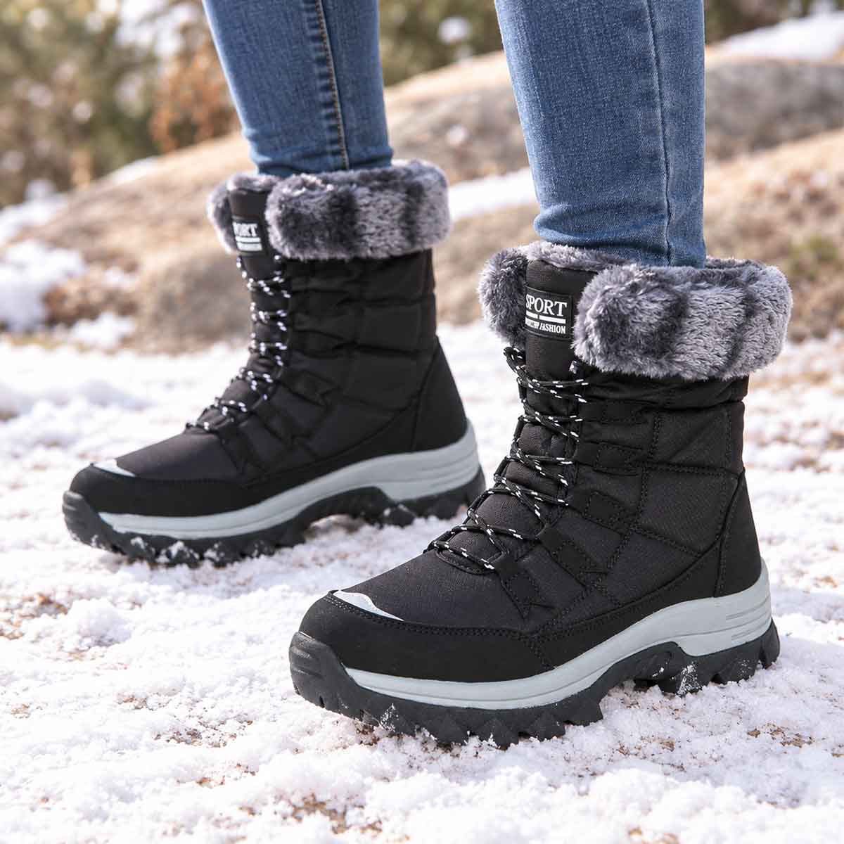 Dumajo Women's Snow Boots Winter Waterproof Ankle Bootie photo 4