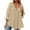 Khaki, variant on Fartey 2025 Women Ruffle 3/4 Sleeve Tops Cute Casual Tie Front Tiered Shirts Dressy Casual Solid Color Crewneck T Shirts Loose Flowy Spring Summer Blouses Black L
